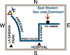 Hotel Best Western San Jose Downtown Map